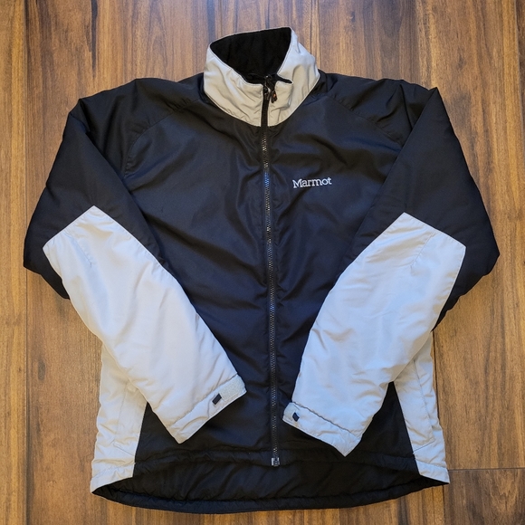 Women's Y2k Marmot Insulated Full Zip jacket Size Large black Grey - Picture 2 of 13